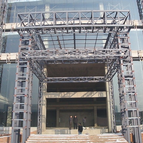 Installation and construction process of hanging glass curtain wall e